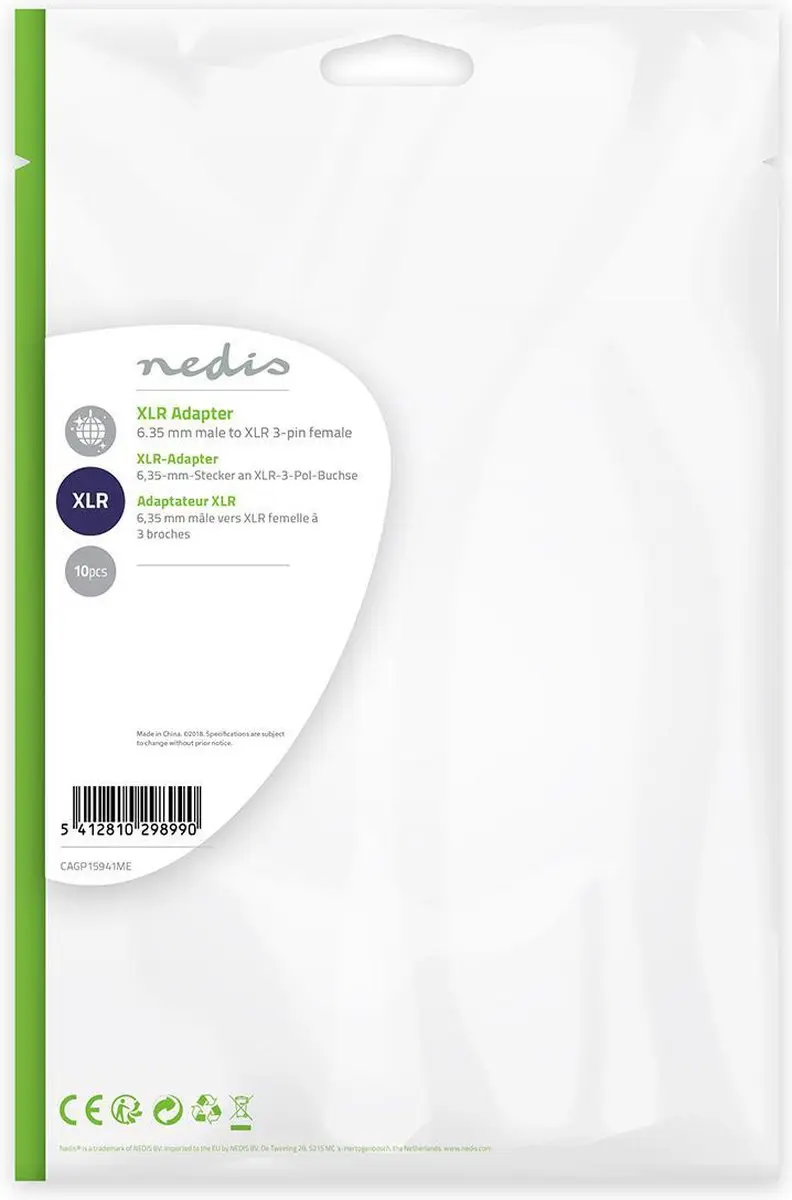 Nedis XLR-Adapter 6,35mm - 10 Stuks - Vernikkeld Metaal