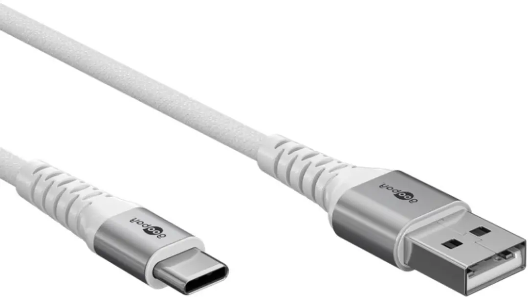 Goobay USB-C naar USB-A Textielkabel 60W - 3m - Wit