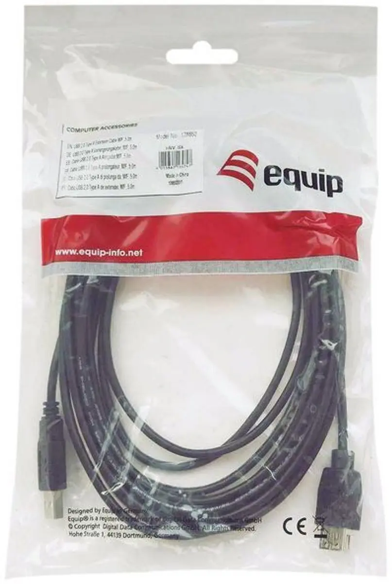 Equip 128864 USB 2.0 Kabel A naar B - 2m - Zwart