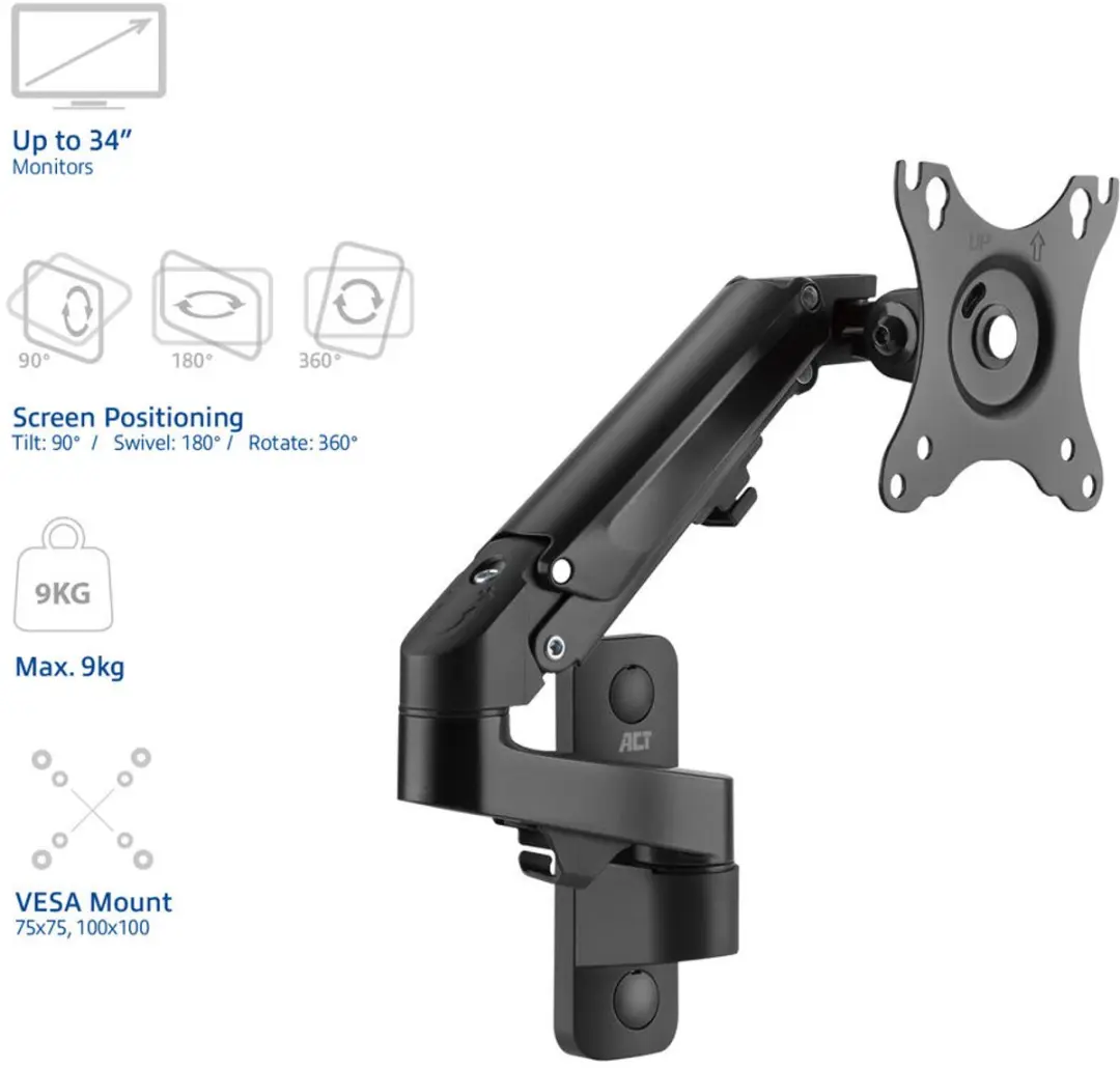 ACT Monitorarm AC8310 - 27" - Zwart