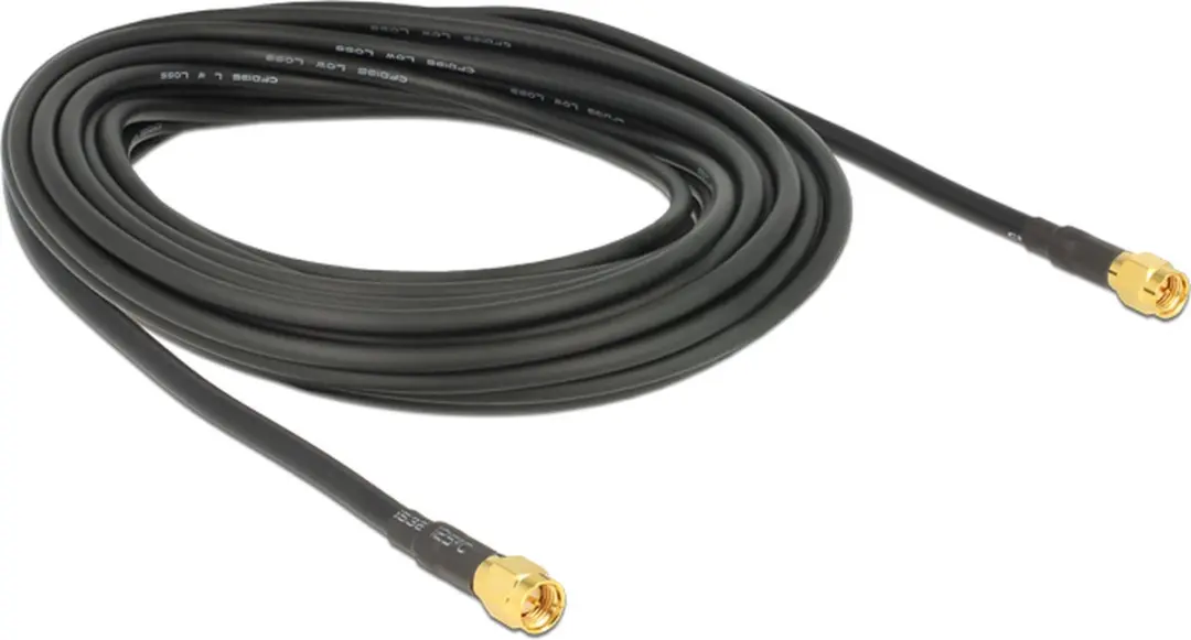 Delock SMA-SMA Kabel LMR195 50 Ohm - 10m - Zwart