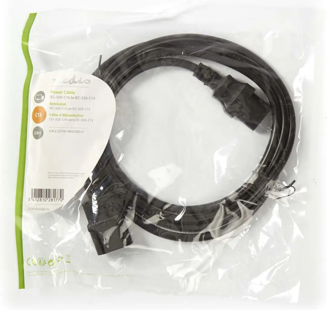 Nedis CEGP10500BK20 Stroomkabel C14-C13 2.0m - Zwart