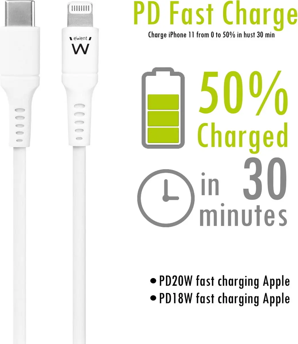 Ewent EW9916 Lightning-kabel - Wit