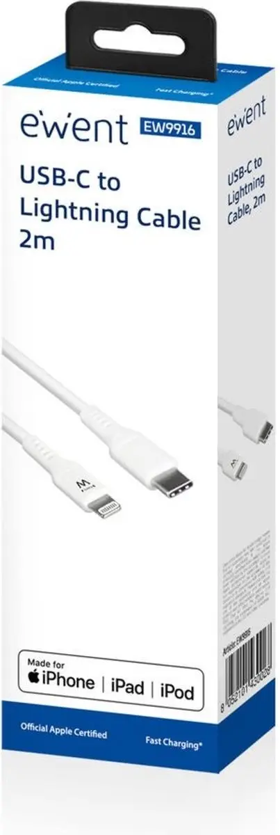 Ewent EW9916 Lightning-kabel - Wit