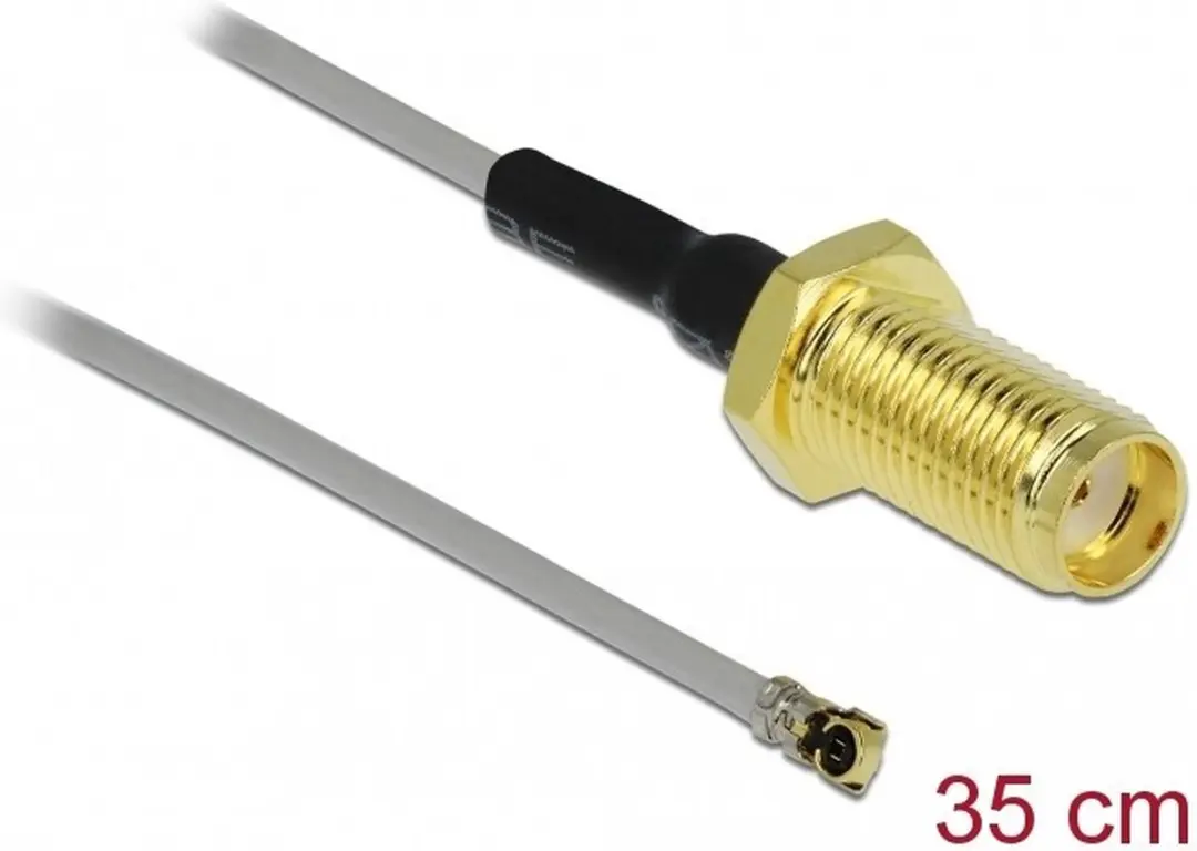 Delock MHF 4 SMA Kabel - Micro Coax 0,81mm - 50 Ohm - Grijs