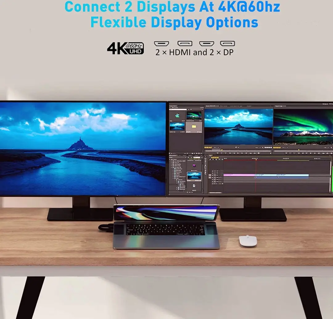 Targus HyperDrive 4K HD156-GL USB-C Hub - 2x USB 3.2 Gen 2 - Zilver