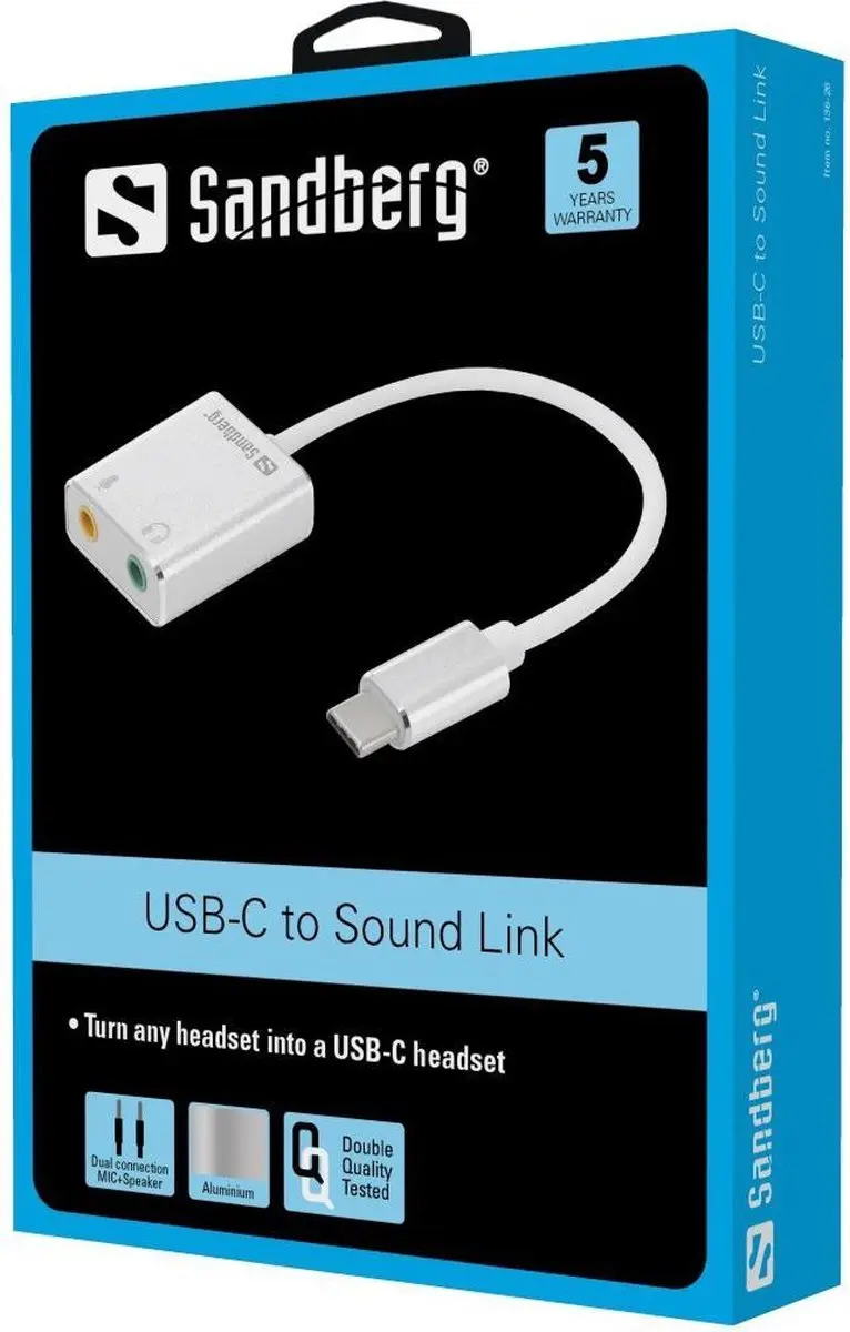 Sandberg - 136-26 - USB-C to Sound Link - Wit