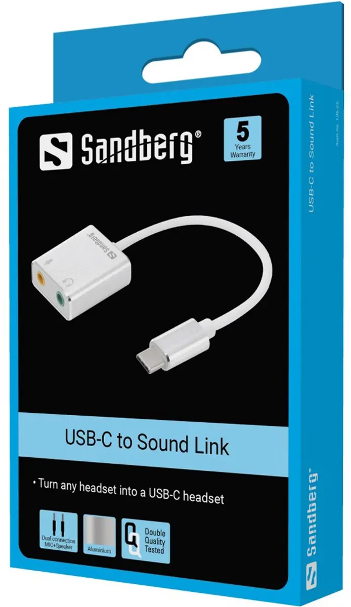 Sandberg - 136-26 - USB-C to Sound Link - Wit