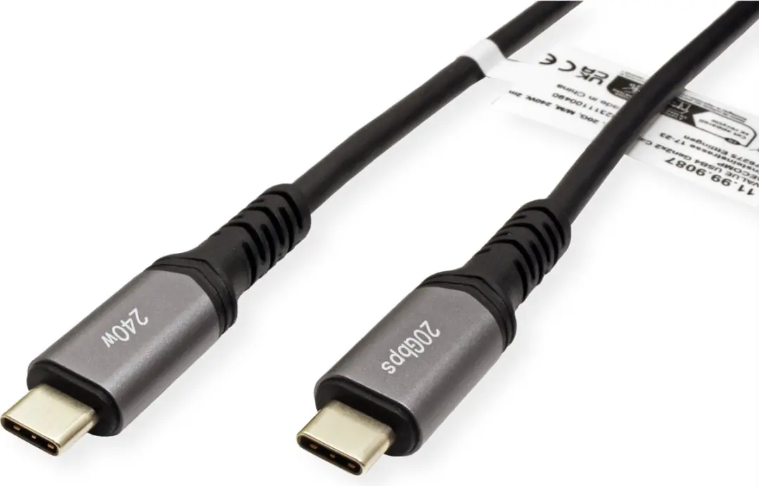 Value USB4 Gen3x2 Kabel C-C M/M 20Gbit/s 240W - Zwart 2m
