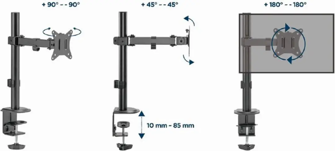 Gembird MA-D1 Monitorarm 17-32" - Zwart - afbeelding 6 van 6