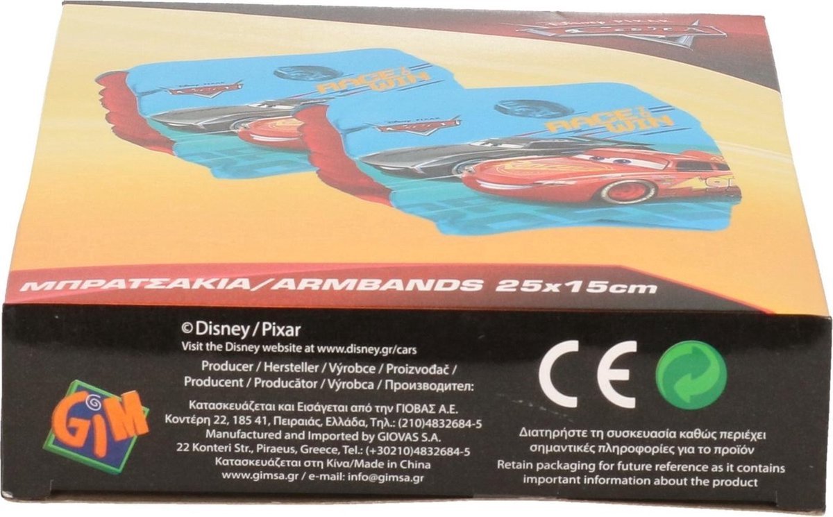 Blauwe zwembandjes met Cars print 3-6 jaar - Zwemvleugels / zwemmouwtjes 18-30 kg - Zwem armbanden