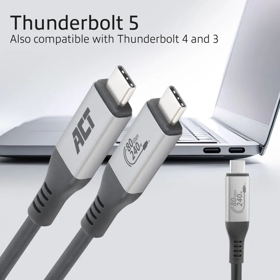 ACT USB4 Thunderbolt 5 Kabel 80Gbps 240W AC7452 - Zwart