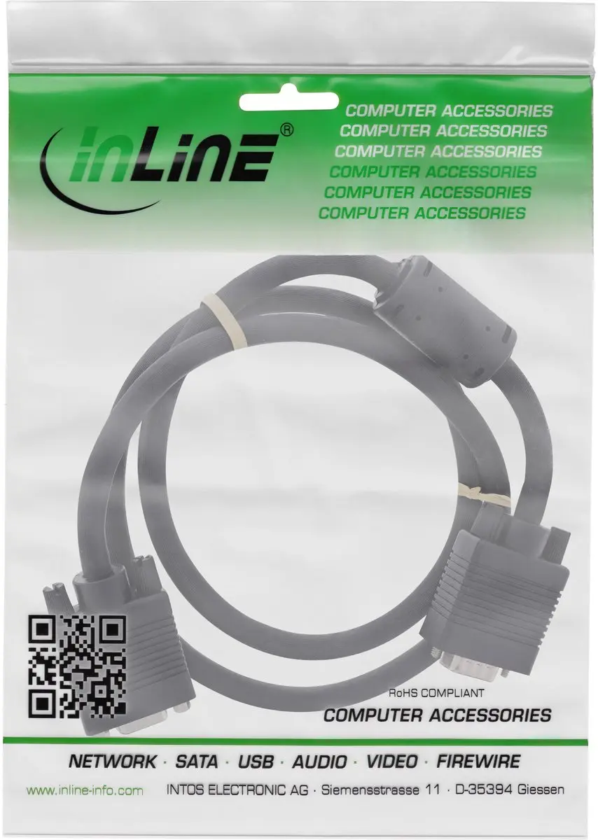 InLine VGA Kabel D-Sub Female - 0.3m - Zwart