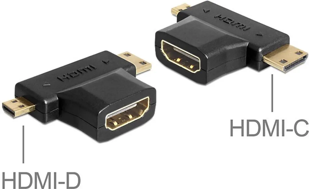 Delock HDMI-A naar HDMI-C + HDMI-D Adapter - Zwart
