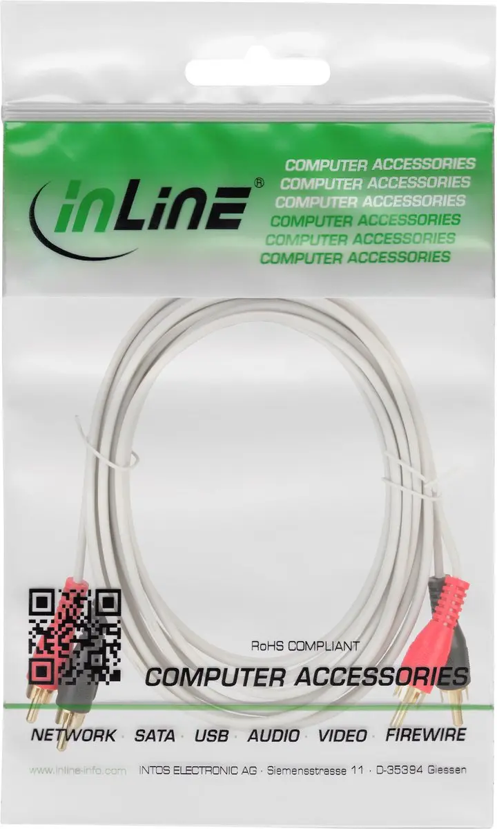 InLine Tulp Audiokabel Wit 3m