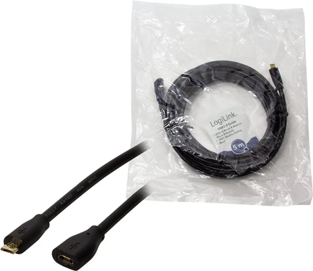 Logilink CU0125 USB 2.0 Kabel Micro-USB B - 5m - Zwart