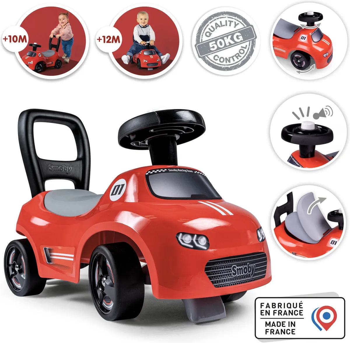 Smoby Ride-On Auto 7600720541 - Rood - afbeelding 6 van 6