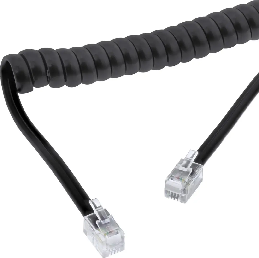 InLine RJ10 Telecom Crossover Spiraalkabel - 4m