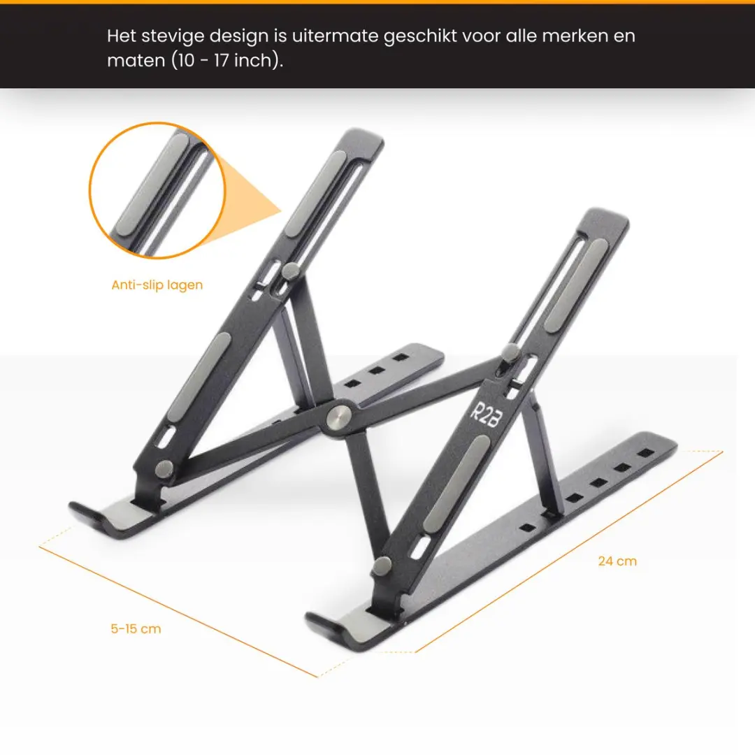 R2B Breda Laptopstandaard Verstelbaar 10-17" - Zwart - afbeelding 6 van 6