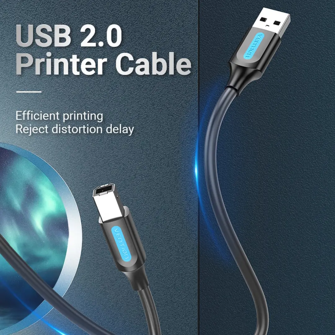 Vention USB A naar USB B Kabel 5m - 20 Stuks - Zwart