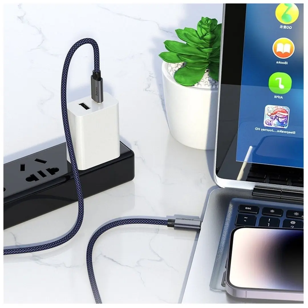 Hoco USB-C naar USB-C Kabel 240W - 1.8m - Donkerblauw