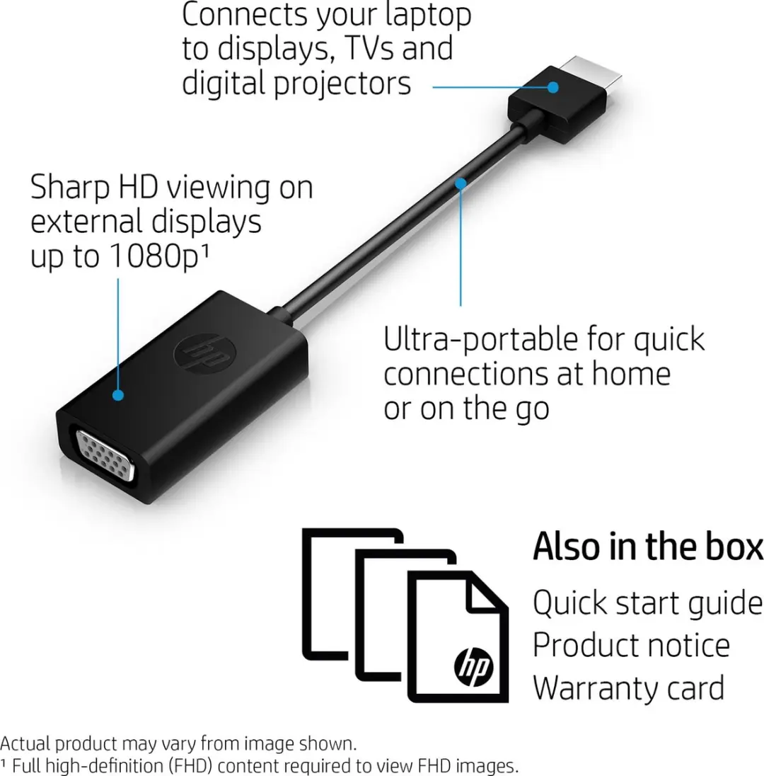 HP H4F02AA HDMI naar VGA Adapter - Zwart
