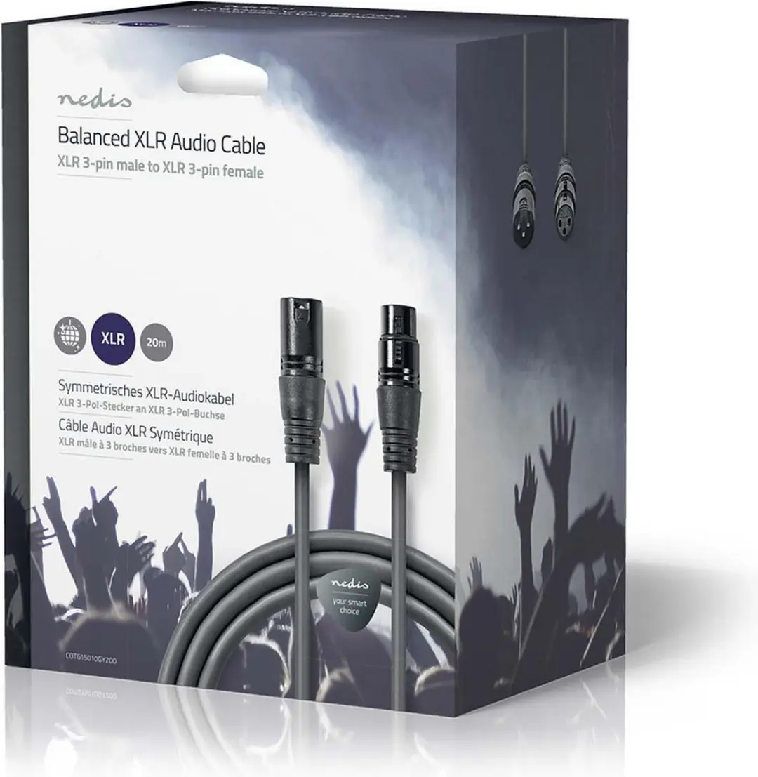 Nedis Gebalanceerde Audiokabel XLR 3-Pins 20m - Donkergrijs