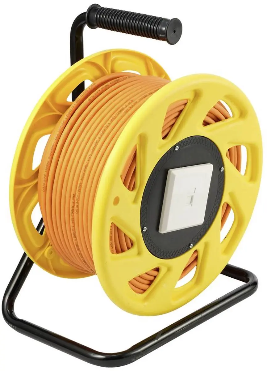 Renkforce RJ45 Netwerk Kabelhaspel CAT 6a 50m - Halogeenvrij Oranje - afbeelding 6 van 6