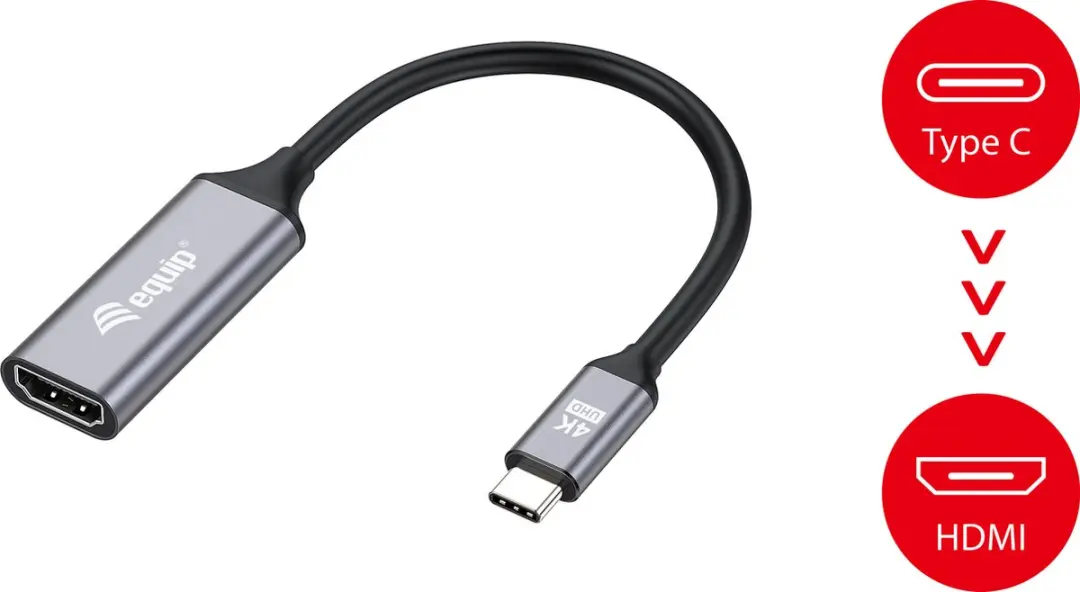 Equip 133491 USB Type-C naar HDMI Kabel 0,15m - Zwart/Grijs - afbeelding 6 van 6