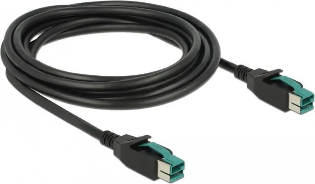 Delock PoweredUSB Kabel 12V Mannelijk - 3m - Zwart