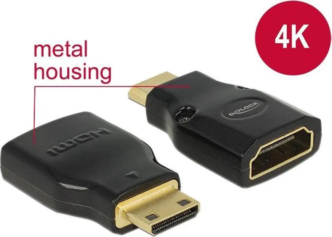 Delock Mini HDMI naar HDMI Adapter 2.0 - 4K 60Hz - Zwart