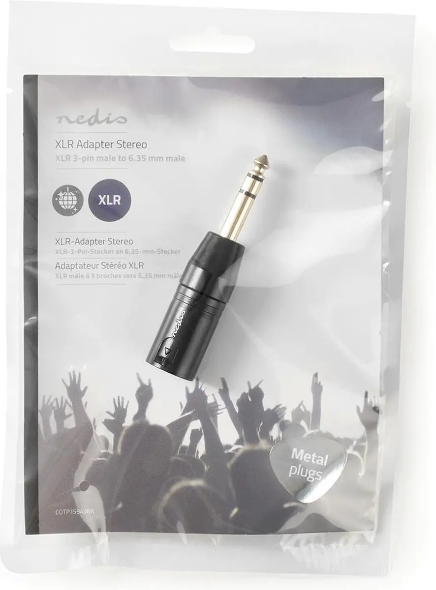 Nedis XLR-Adapter COTP15943BK - 3-Pins Male naar 6,35mm Male - Zwart