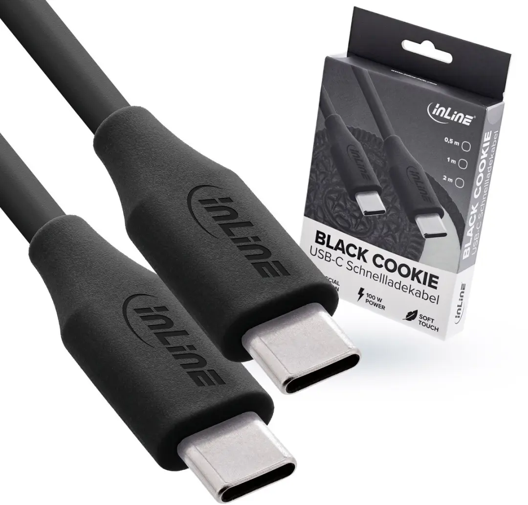 InLine USB-C Snelladingskabel 100W 1m - Zwart