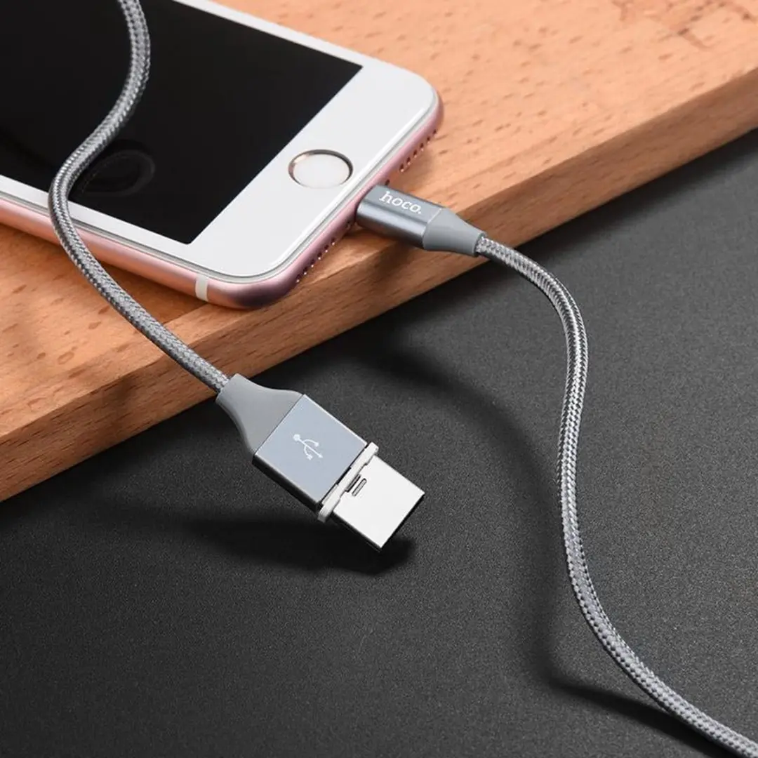 Hoco Lightning Kabel Magnetisch 100cm - Grijs