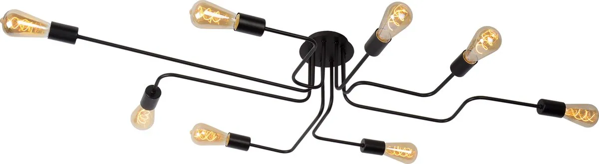 Lucide Lester Plafondlamp 8xE27 - Zwart