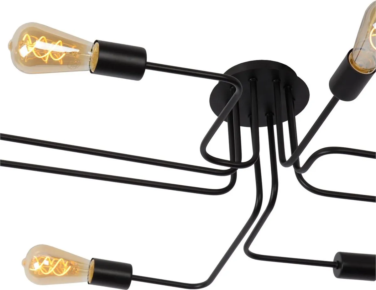 Lucide Lester Plafondlamp 8xE27 - Zwart