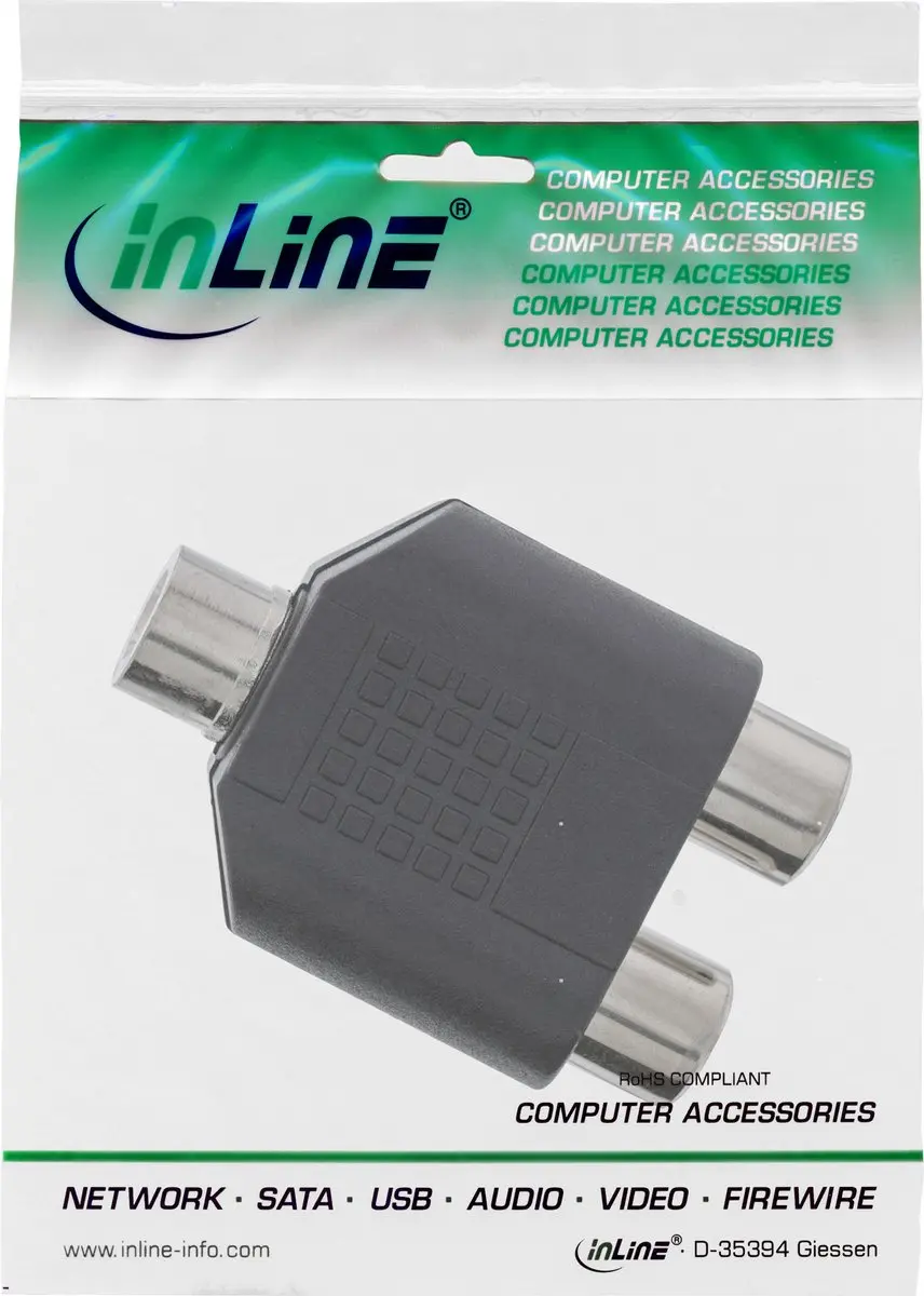 InLine 3,5mm Jack Mono naar Tulp Stereo Adapter - Zwart