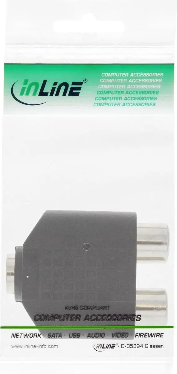 InLine 3,5mm Jack Mono naar Tulp Stereo Adapter - Zwart