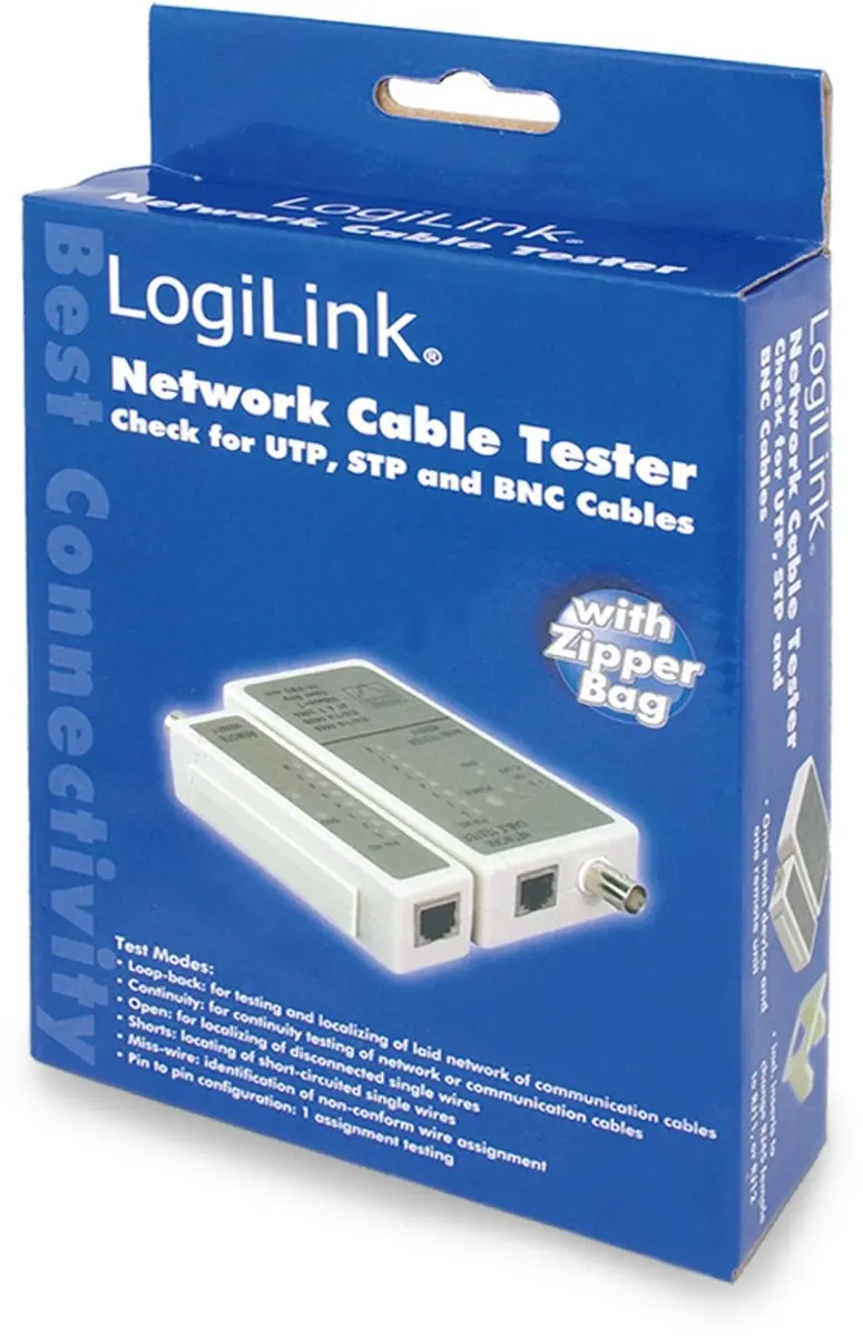 LogiLink Kabeltester voor RJ-45 en BNC