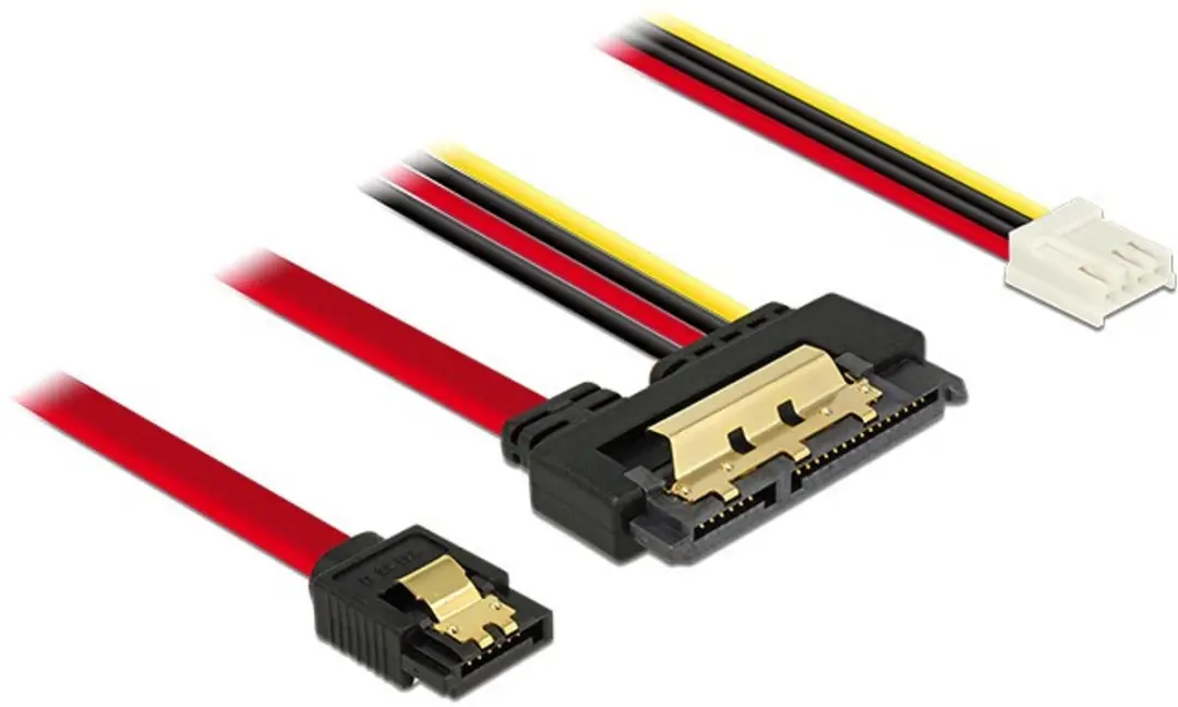 Delock Floppy naar SATA Data + Voeding Kabel - 6 Gbit/s - Rood - 0,30m