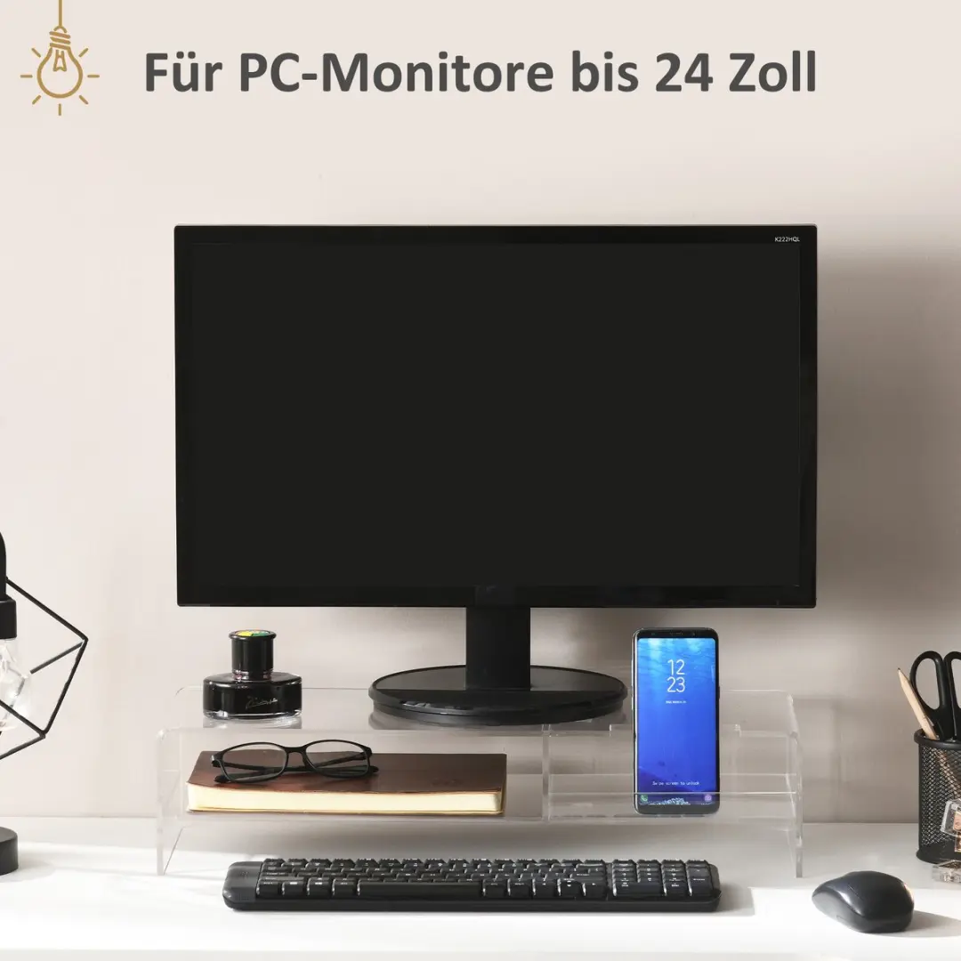 Homcom Monitorstandaard Acryl 50,8cm - 24 Inch - afbeelding 6 van 6