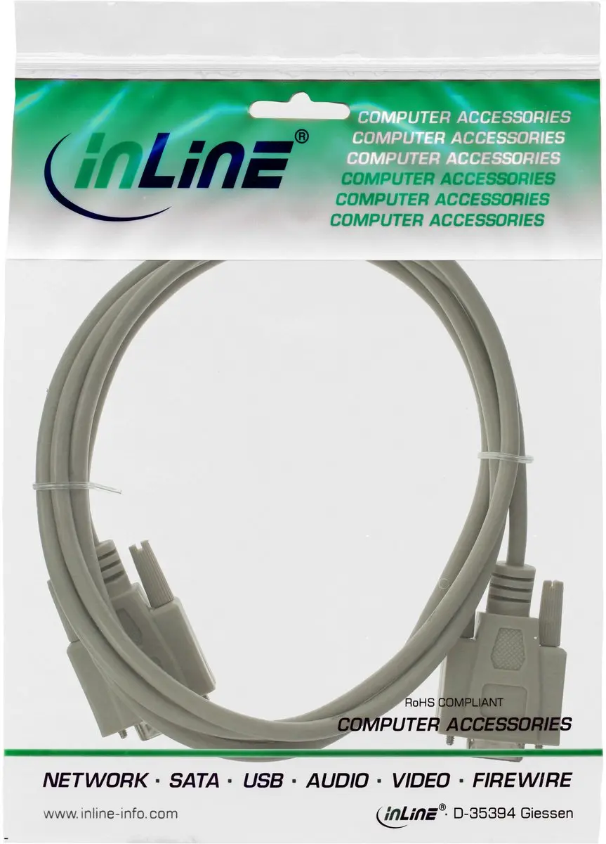 InLine DB9 M/F Seriële Kabel 3m - Grijs