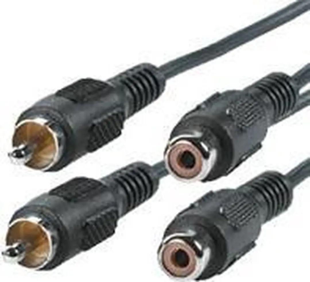 Value RCA Verlengkabel Duplex M/F 5m - Zwart