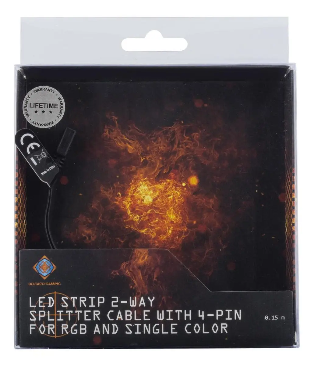 Deltaco GAM-059 LED Strip 2-wegs Splitterkabel - 0,15m - Zwart