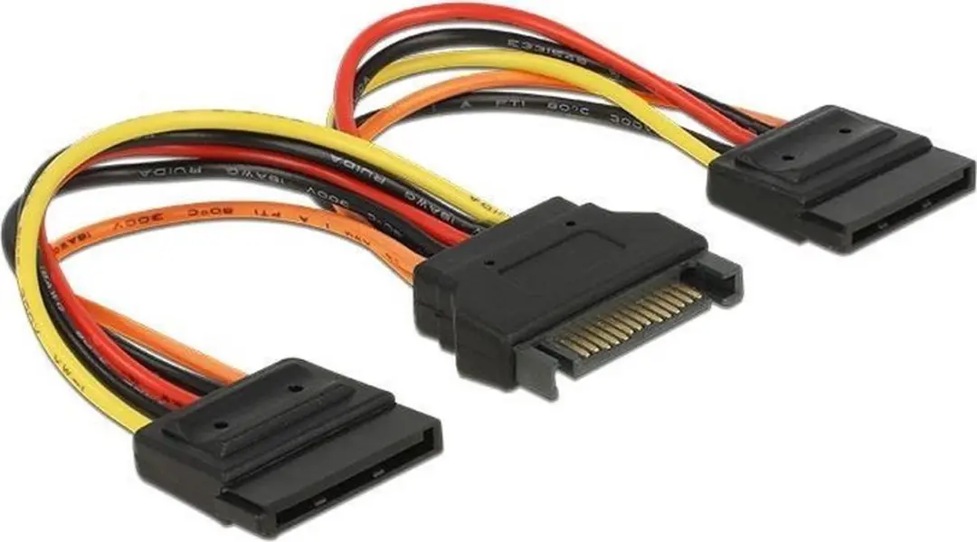 Delock SATA Power Kabel 15cm - 2x Vrouwelijk Meerkleurig