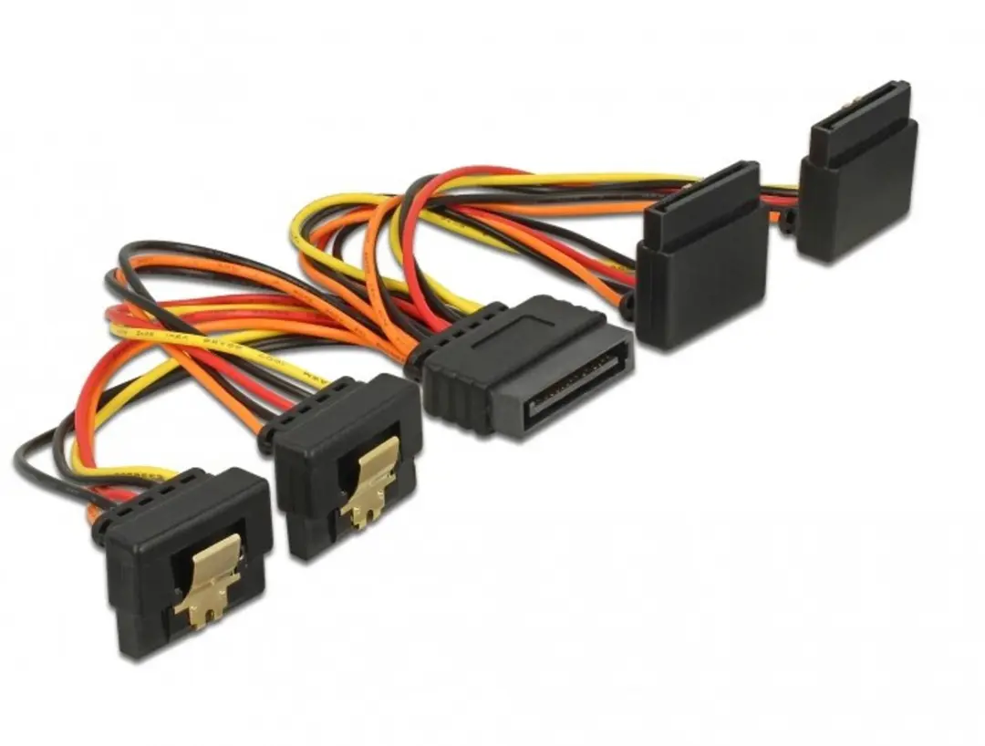 Delock SATA 15-pins Powerkabel - 15cm - Geel/Oranje/Rood/Zwart