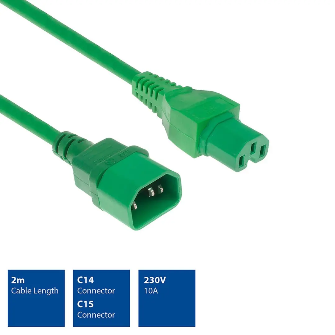 ACT AK5310 Netsnoer C14-C15 - 2m - Groen