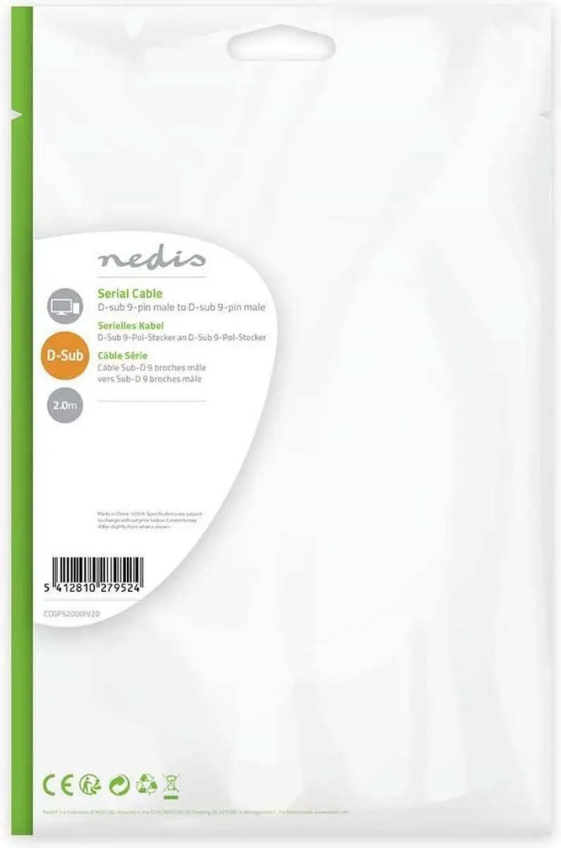 Nedis D-SUB 9-Pins Seriële Kabel 2.00m - Ivoor