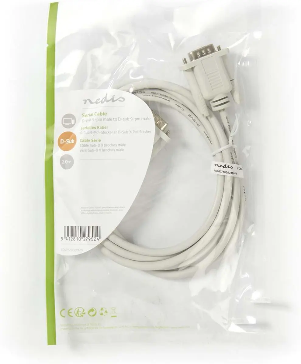 Nedis D-SUB 9-Pins Seriële Kabel 2.00m - Ivoor