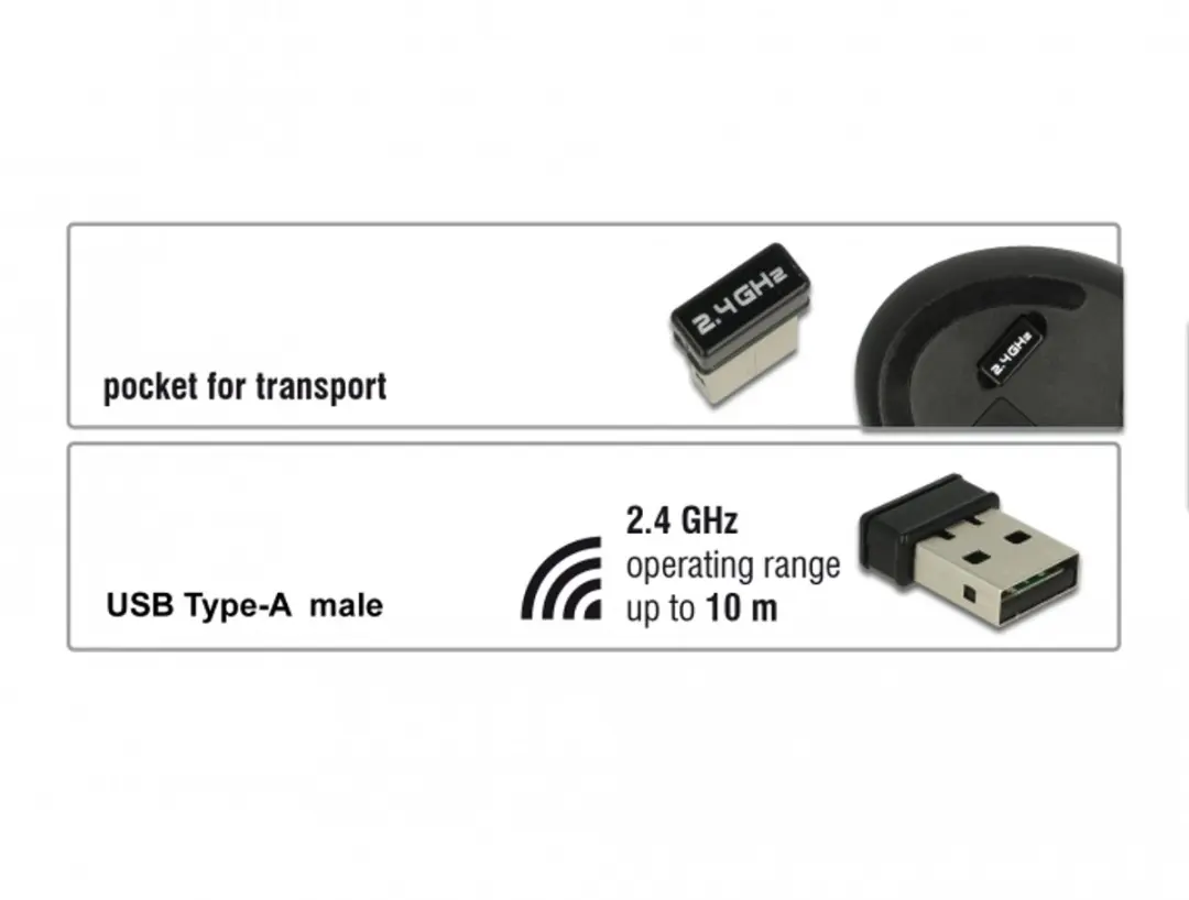 Delock 12528 Draadloze USB Muis - 1000 DPI - Zwart/Rood